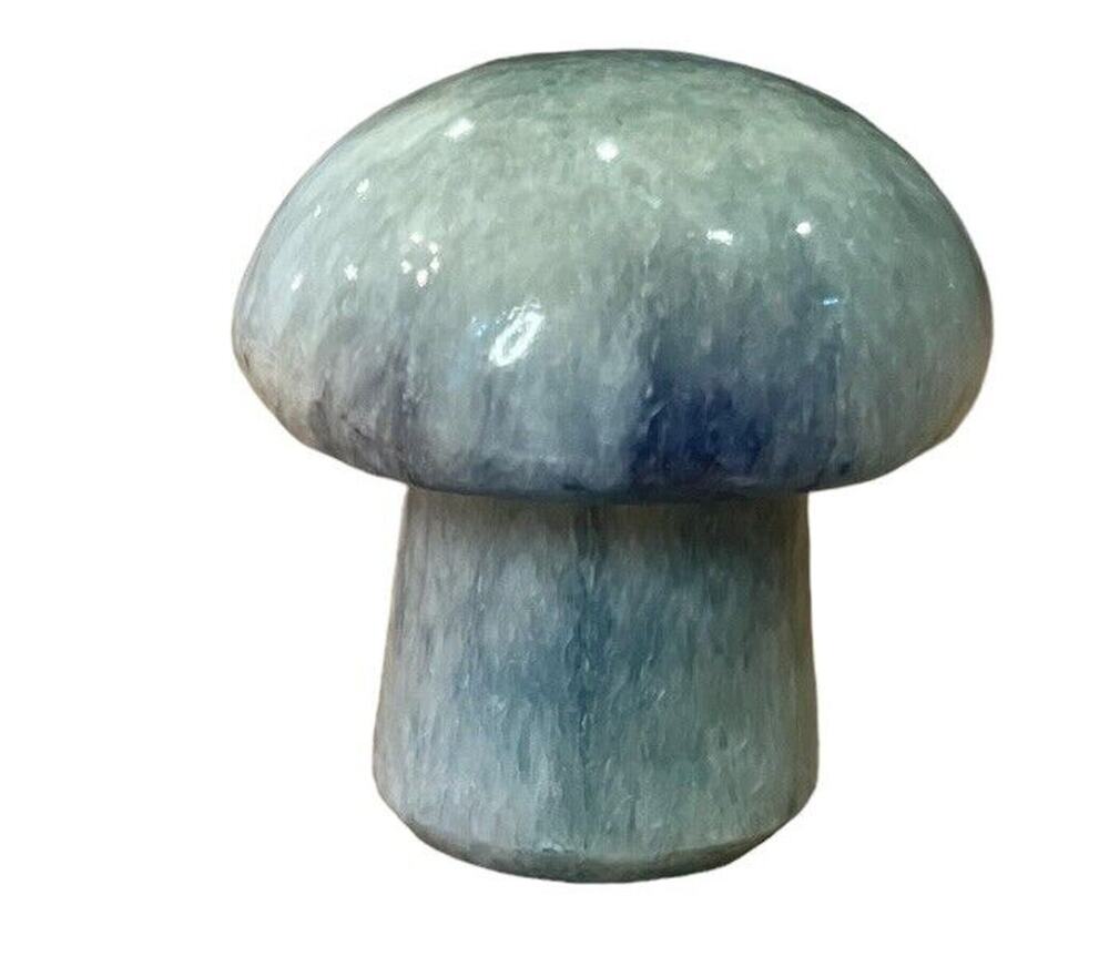 Blue Marble Mushroom Paper Weight Decoration 2.5” Tall Fairy Garden